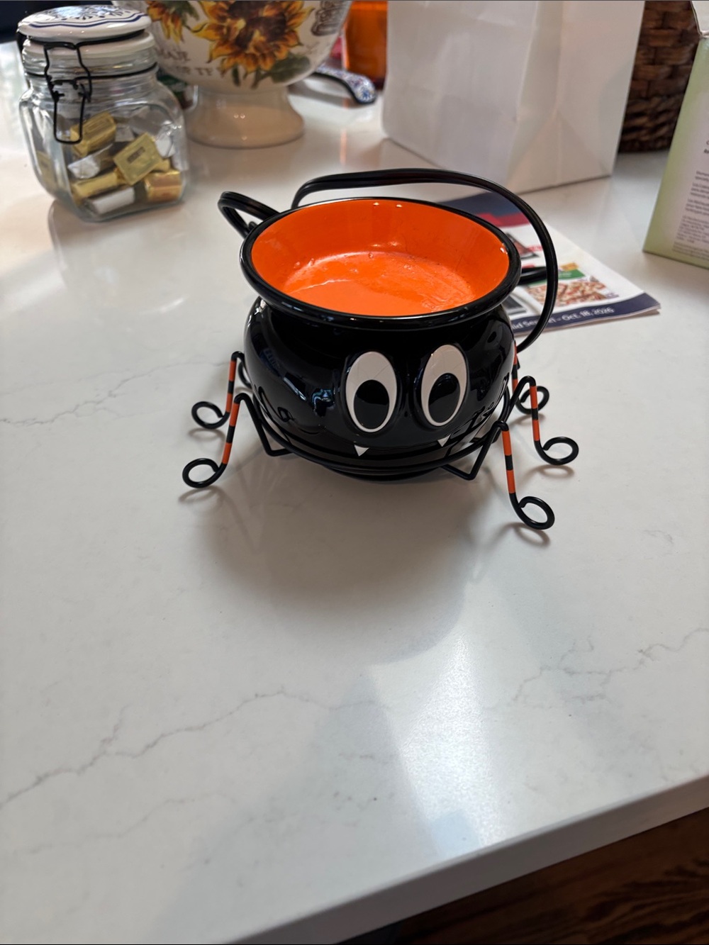 Cute Black & Orange Spider Candle Holder Sentsey.  Itsy. Bitsy
